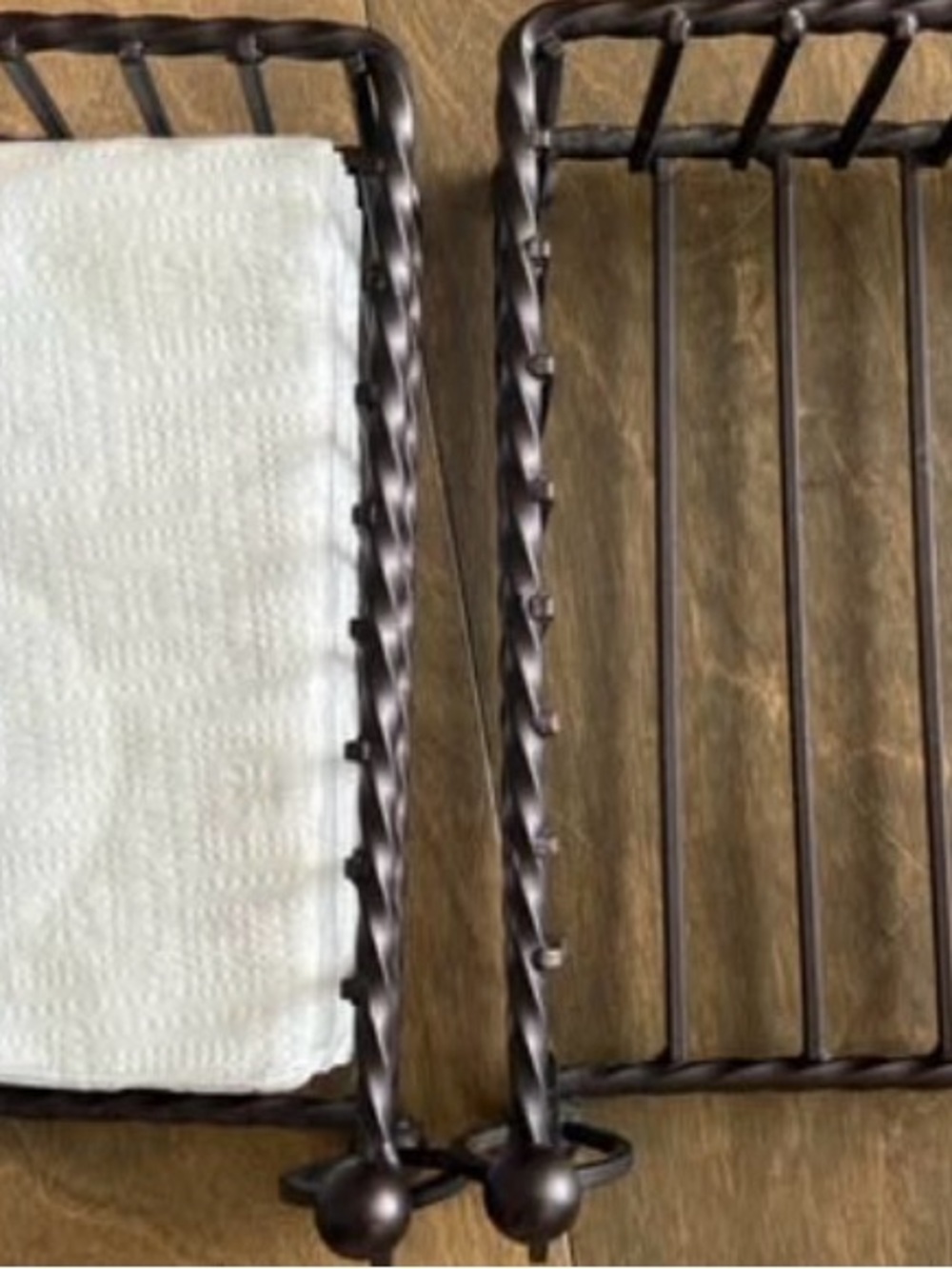 Set of 2 Bronze Metal Napkin Holders Farmhouse Rustic Kitchen Decor